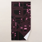 achtergrond van de roze microchip, 3d,ab badhanddoek (Badhanddoek)
