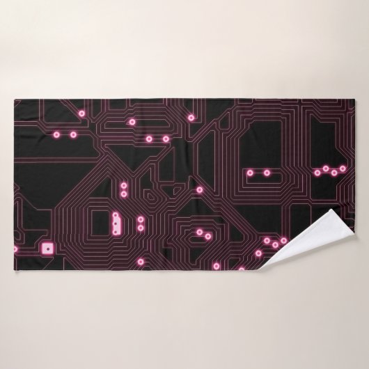 achtergrond van de roze microchip, 3d,ab badhanddoek (Badhanddoek)