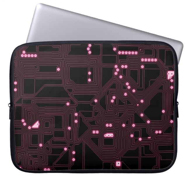 achtergrond van de roze microchip, 3d,ab laptop sleeve (Voorkant)