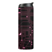 achtergrond van de roze microchip, 3d,ab thermosbeker (Gedraaid links)