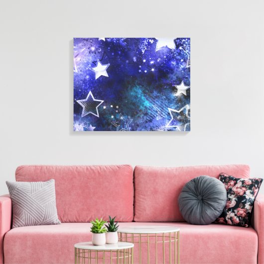Achtergrond van de ruimte met sterren canvas afdruk (Insitu (Woonkamer))