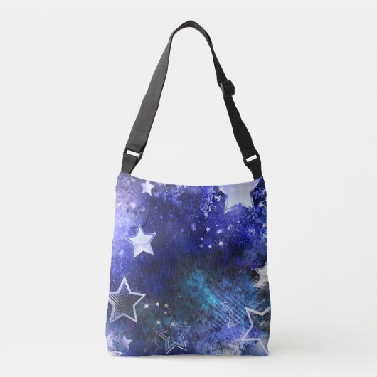 Achtergrond van de ruimte met sterren crossbody tas (Voorkant)