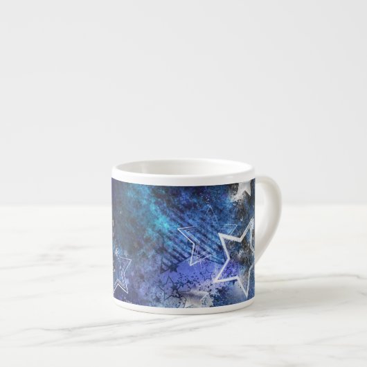 Achtergrond van de ruimte met sterren espresso kop (Voorkant rechts)