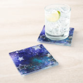 Achtergrond van de ruimte met sterren glazen onderzetter (Schuin)