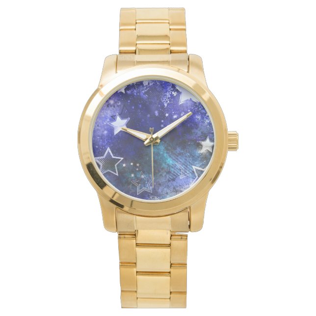 Achtergrond van de ruimte met sterren horloge (Voorkant)
