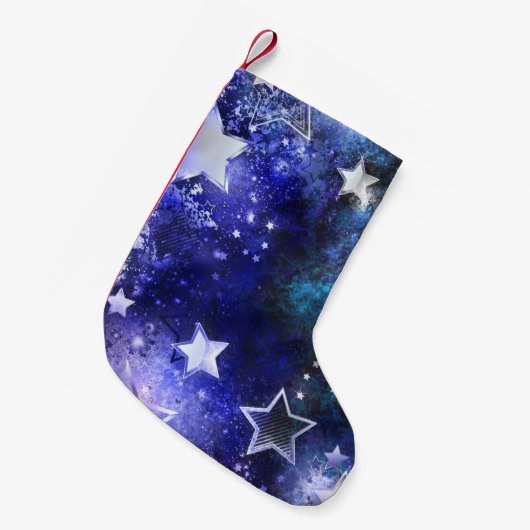 Achtergrond van de ruimte met sterren kleine kerstsok (Voorkant (Hangend))