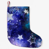 Achtergrond van de ruimte met sterren kleine kerstsok (Voorkant)
