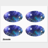 Achtergrond van de ruimte met sterren ovale sticker (Vel)