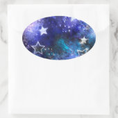 Achtergrond van de ruimte met sterren ovale sticker (Tas)