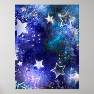Achtergrond van de ruimte met sterren poster