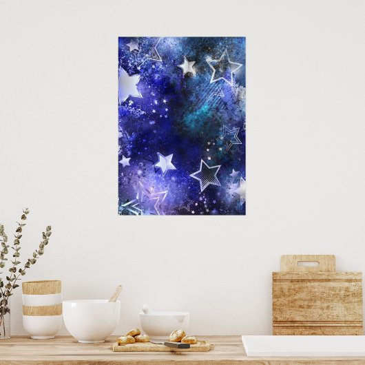 Achtergrond van de ruimte met sterren poster (Keuken)