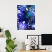 Achtergrond van de ruimte met sterren poster (Thuiskantoor)