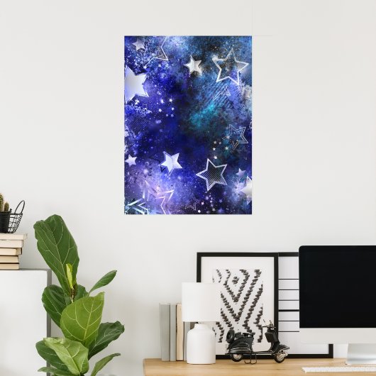 Achtergrond van de ruimte met sterren poster (Thuiskantoor)