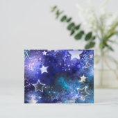 Achtergrond van de ruimte met sterren RSVP kaartje (Staand voorkant)