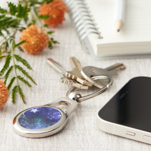 Achtergrond van de ruimte met sterren sleutelhanger (Zijkant)