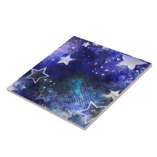 Achtergrond van de ruimte met sterren tegeltje (Zijkant)