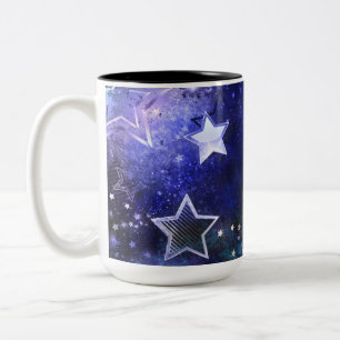 Achtergrond van de ruimte met sterren tweekleurige koffiemok