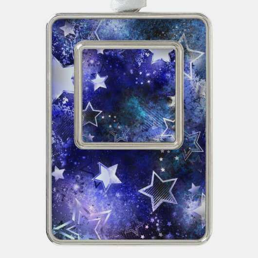 Achtergrond van de ruimte met sterren verzilverd omlijst ornament (Voorkant)