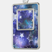 Achtergrond van de ruimte met sterren verzilverd omlijst ornament (Links)