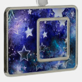 Achtergrond van de ruimte met sterren verzilverd omlijst ornament (Rechts)