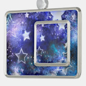 Achtergrond van de ruimte met sterren verzilverd omlijst ornament (Links)