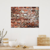 Achtergrond van een Rood- en Grijze Brick-muur Poster (Keuken)