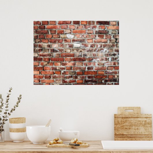 Achtergrond van een Rood- en Grijze Brick-muur Poster (Keuken)