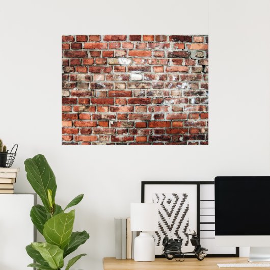 Achtergrond van een Rood- en Grijze Brick-muur Poster (Thuiskantoor)