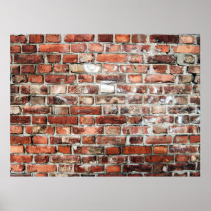 Achtergrond van een Rood- en Grijze Brick-muur Poster