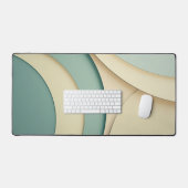 Achtergrond van gebogen vormen in beige en groen bureaumat (Keyboard & Muis)