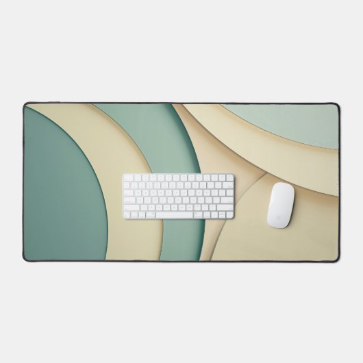 Achtergrond van gebogen vormen in beige en groen bureaumat (Keyboard & Muis)