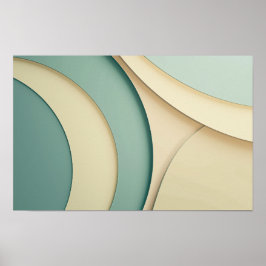 Achtergrond van gebogen vormen in beige en groen poster