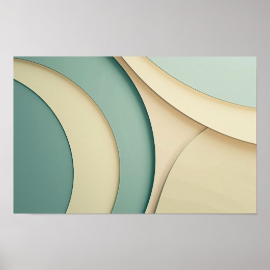 Achtergrond van gebogen vormen in beige en groen poster (Voorkant)