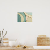 Achtergrond van gebogen vormen in beige en groen poster (Keuken)