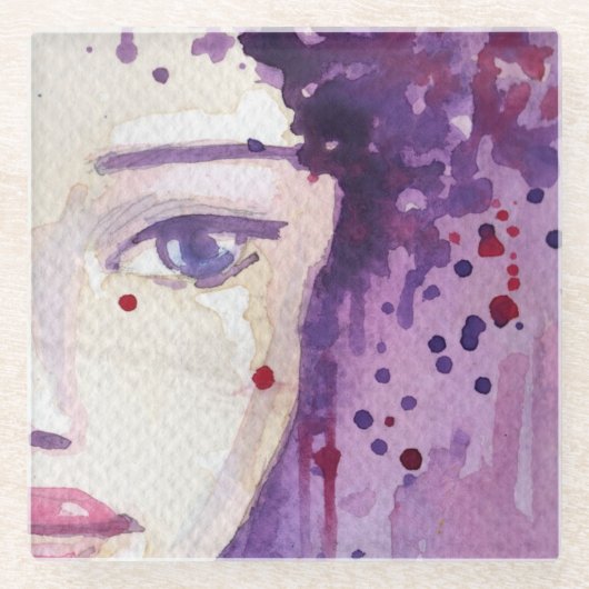 Achtergrond van gekleurde Waterverf Glazen Onderzetter (Voorkant)