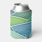 Achtergrond van gekrulde abstracte groene golven blikjeskoeler (Blikje Voorkant)