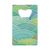 Achtergrond van gekrulde abstracte groene golven creditkaart flessenopener (Achterkant)