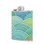 Achtergrond van gekrulde abstracte groene golven heupfles (Links)