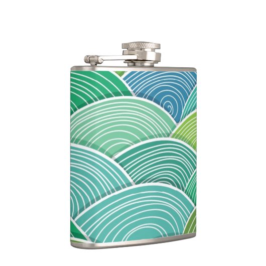 Achtergrond van gekrulde abstracte groene golven heupfles (Rechts)