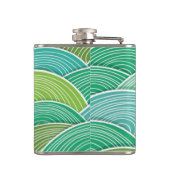 Achtergrond van gekrulde abstracte groene golven heupfles (Achterkant)