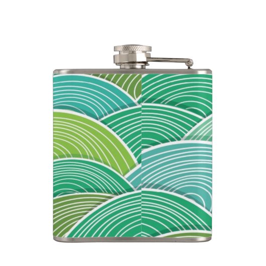 Achtergrond van gekrulde abstracte groene golven heupfles (Achterkant)