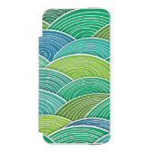 Achtergrond van gekrulde abstracte groene golven incipio iPhone portemonnee hoesje (Voorkant Agenda)