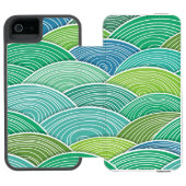 Achtergrond van gekrulde abstracte groene golven incipio iPhone portemonnee hoesje (Agenda Open)