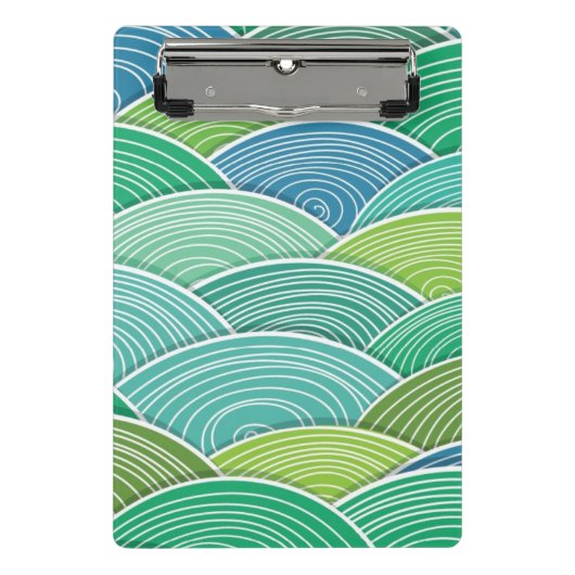 Achtergrond van gekrulde abstracte groene golven mini klembord (Voorkant)