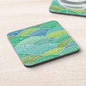 Achtergrond van gekrulde abstracte groene golven onderzetter (Linkerzijde)