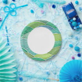 Achtergrond van gekrulde abstracte groene golven papieren bordje (Feest)