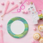 Achtergrond van gekrulde abstracte groene golven papieren bordje (Feest)