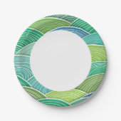 Achtergrond van gekrulde abstracte groene golven papieren bordje (Voorkant)