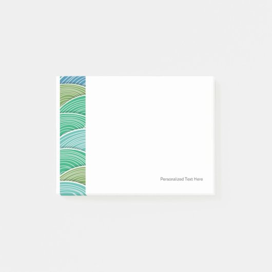 Achtergrond van gekrulde abstracte groene golven post-it® notes (Voorkant)