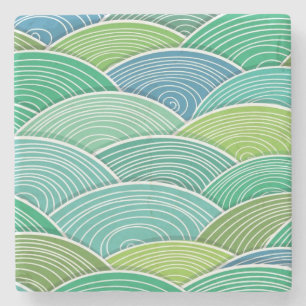 Achtergrond van gekrulde abstracte groene golven stenen onderzetter